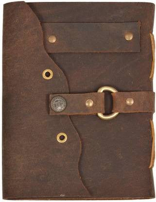 Brown Handmade Leather Antique Flap With D-ring Journal