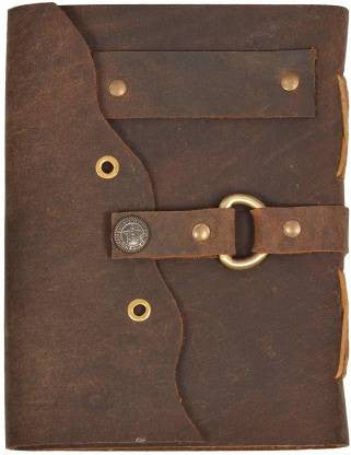Brown Handmade Leather Antique Flap With D-ring Journal
