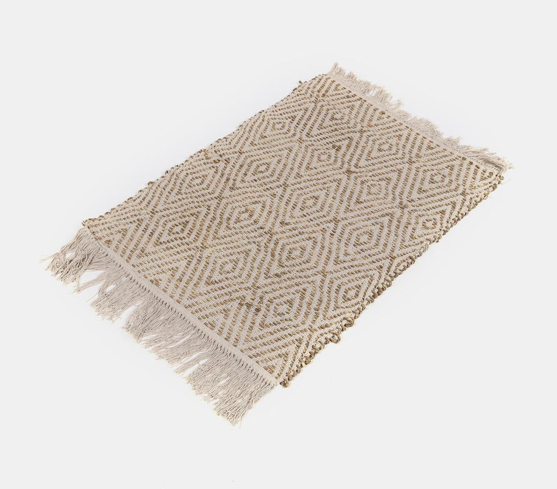 Seagrass And Cotton Yarn Rug- Diamond Pattern