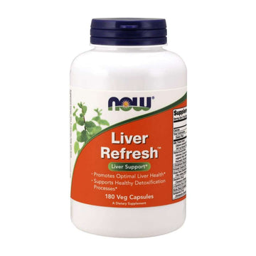 NOW Foods Supplements, Liver Refresh™ with Milk Thistle Extract and unique Herb-Enzyme blend, 180 Veg Capsules