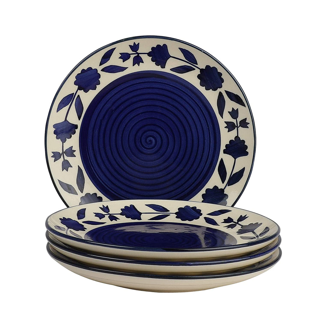 Floral Blue And White Ceramic Side Plates (set Of 4)