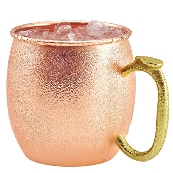 16 Oz Pure Copper Mug With Brass Thumb-rest Handle