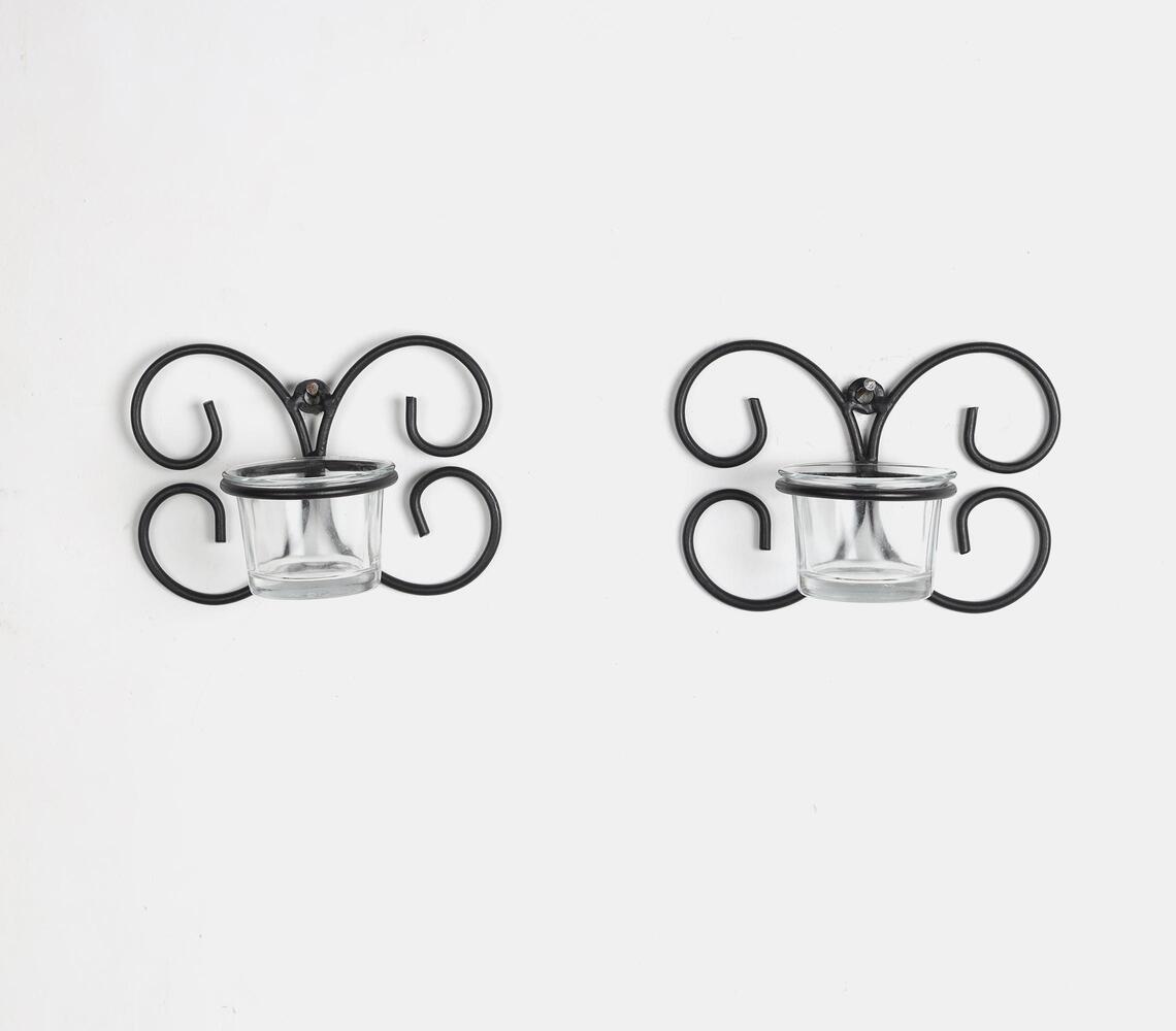 Wrought Iron Tea Light Holder- Butterfly (Set Of 2)