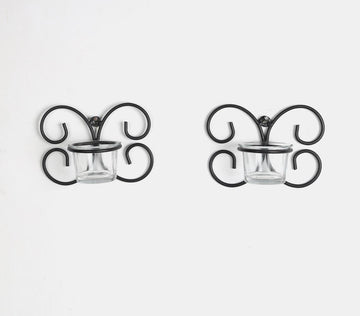 Wrought Iron Tea Light Holder- Butterfly (Set Of 2)