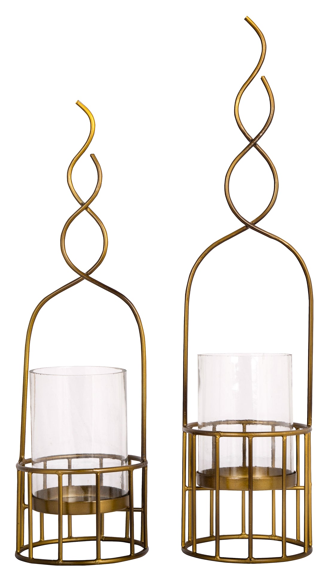 Candle Stand Basket Pair - Golden