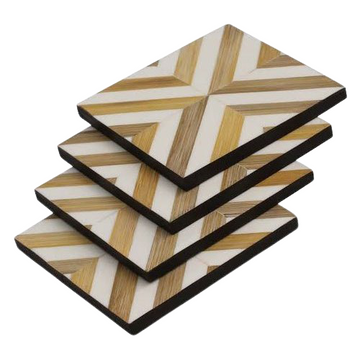 Resin Bamboo And Mdf Board Tea Coaster Set