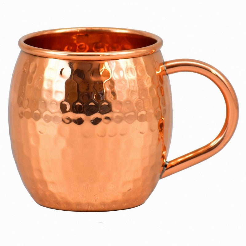 16 Oz Pure Copper Hammered Barrel Mug