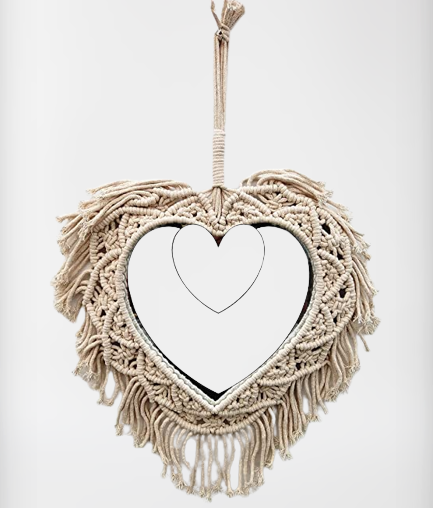 Heart Fringes Macarame Mirror