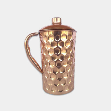 Copper Water Pitcher Diamond Cut Shape 1500 Ml