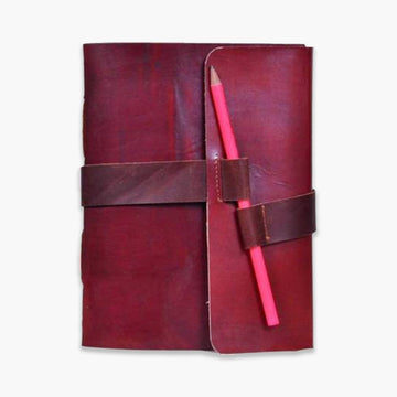 Handmade Leather Journal With Leather Belt Pencil Closure