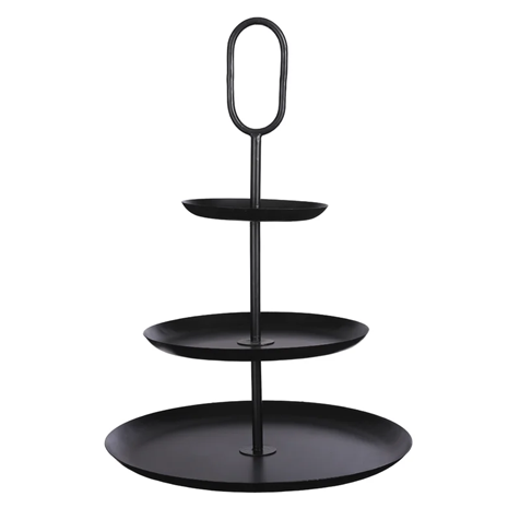 3 Tier Matt Black Cake And Cookie Stand