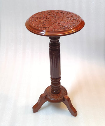 Antique  Carving Design Side Table (Walnut Texture)