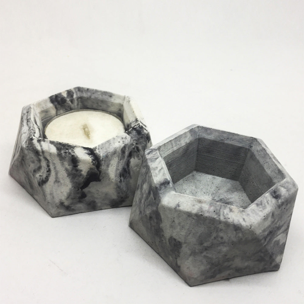 Origami Hexa Concrete Tea Light Holder