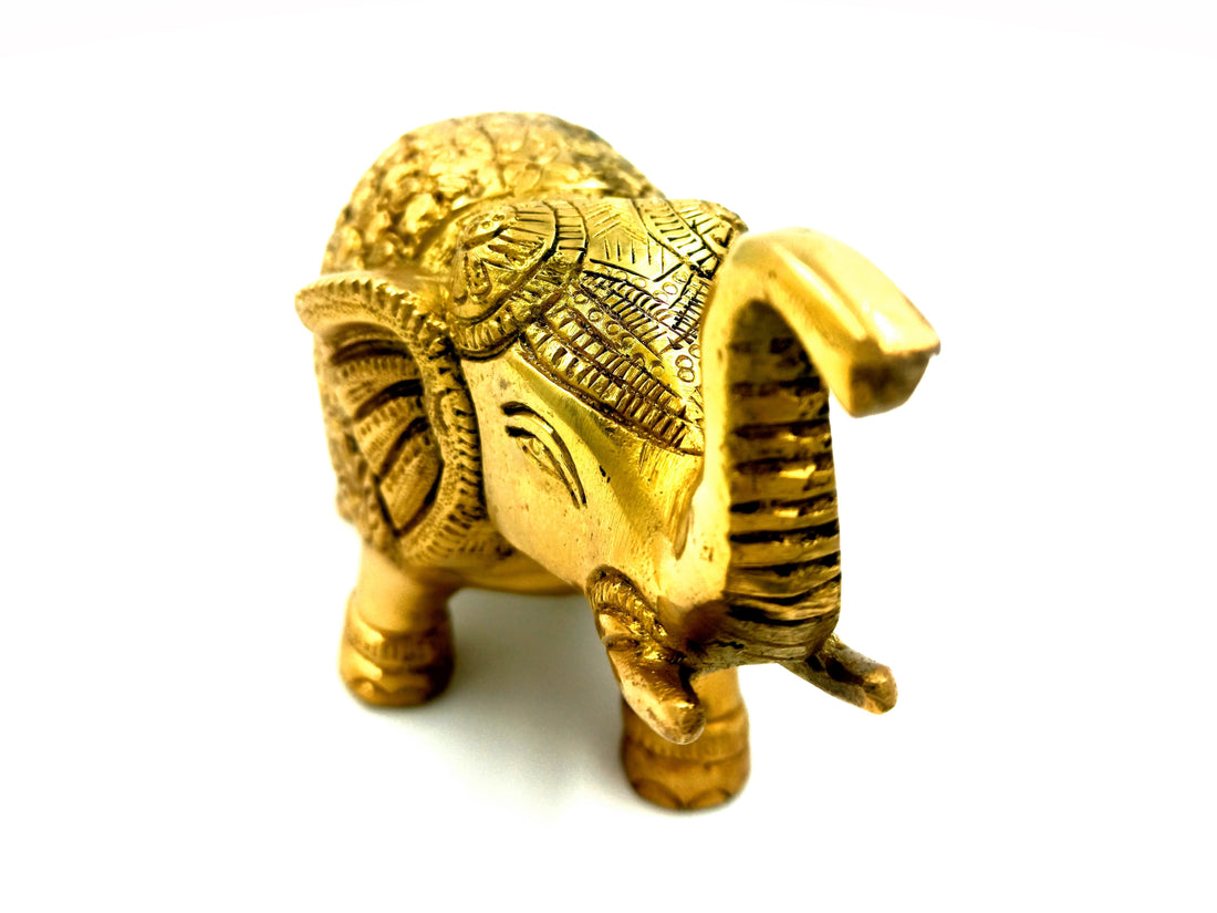 Elephant Trunk Up Statue - 5 Inch (Gold)