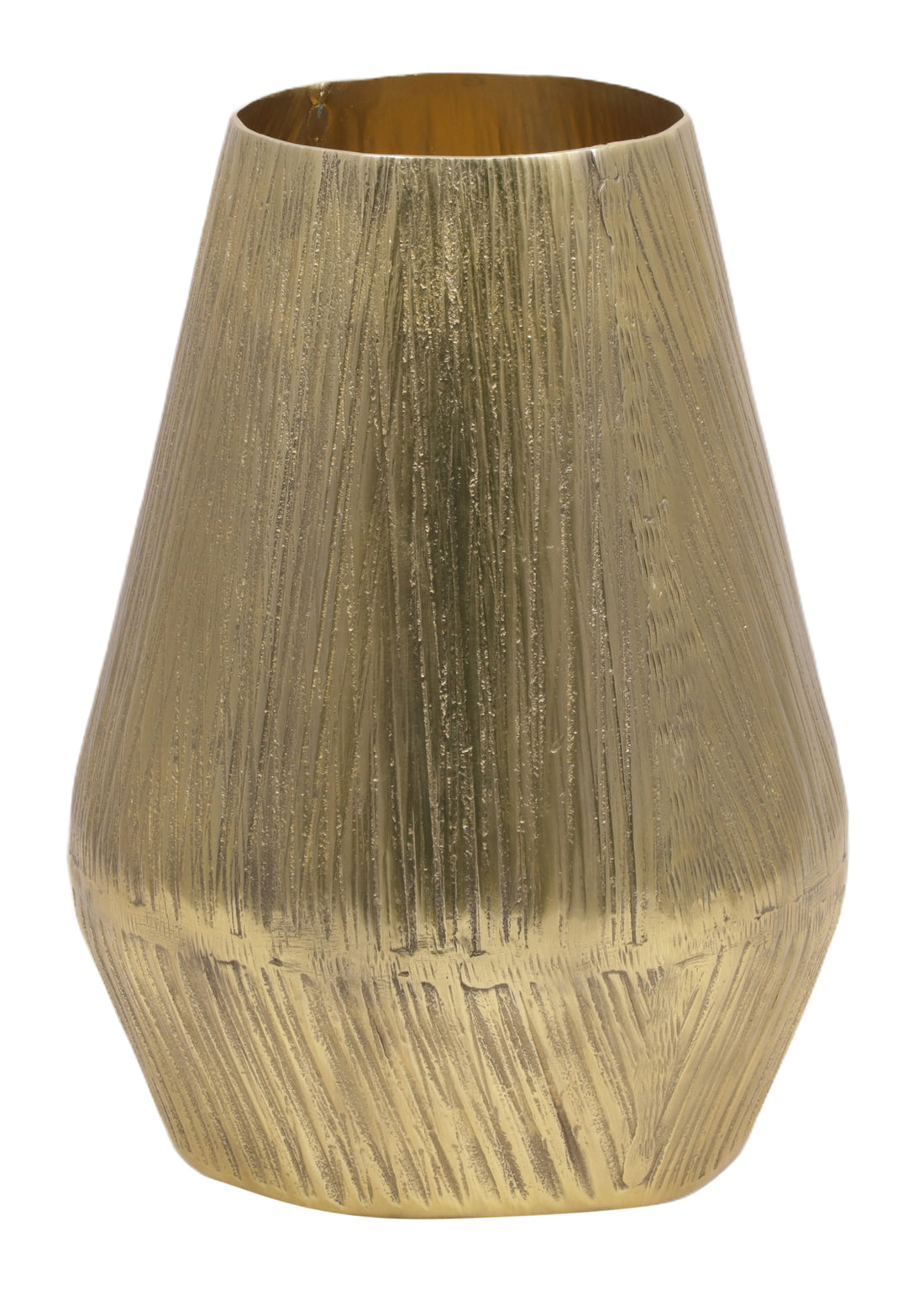 Golden Colored Vase In Textured Finish