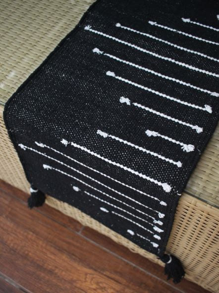 Black Tassel Table Runner