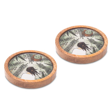 Green Girl Round Coasters (Set Of 2)