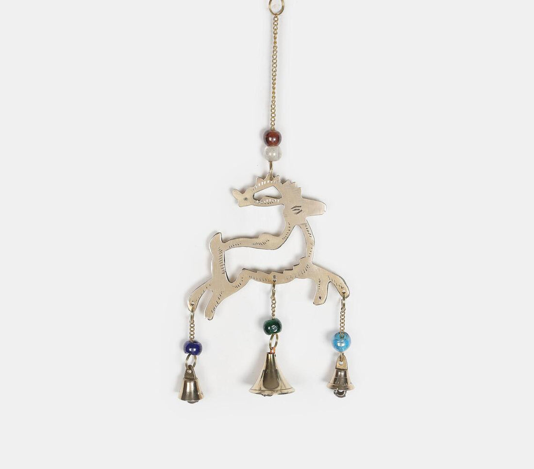 Brass Reindeer Bell Chime