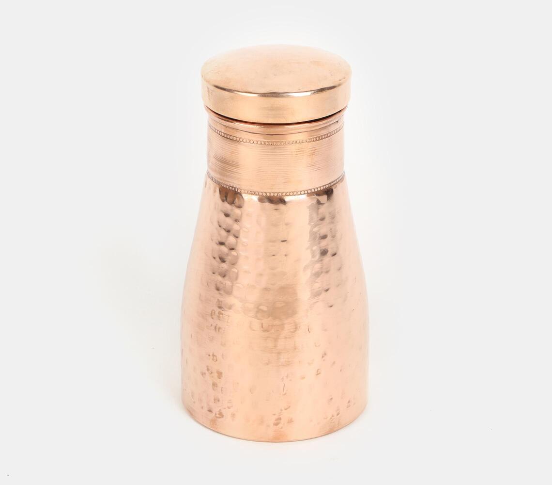 Copper Water Bottle With Glass Hand Hammered Finish