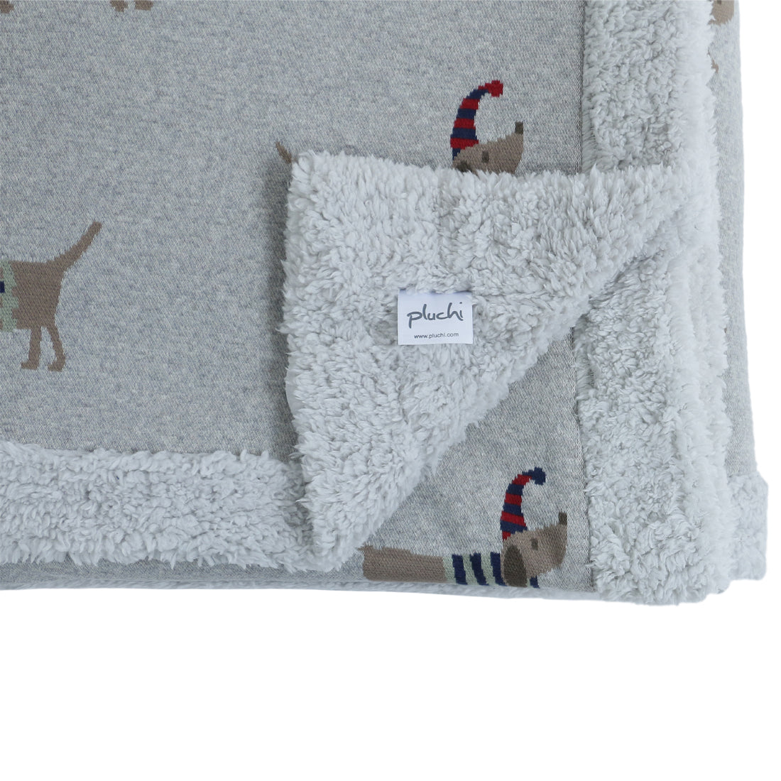 Wiener - Light Grey Cotton Knitted Kids Single Bed Blanket With Warm Sherpa Fabric