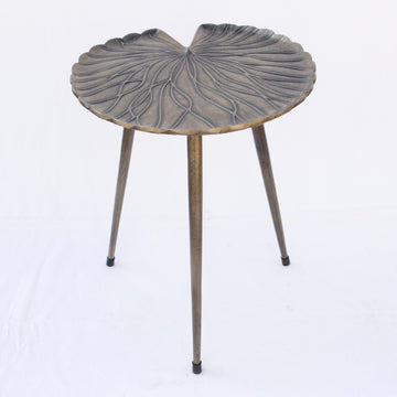 Betel Leaf Shaped Bedside Table (antique Brass Finish)