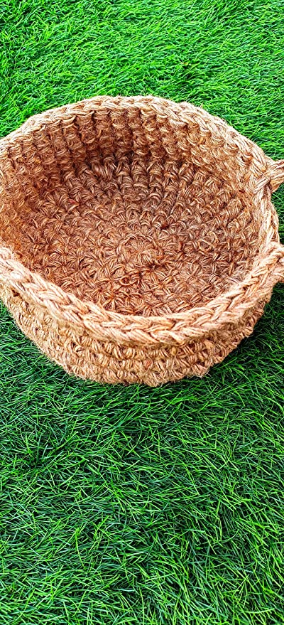 Needle Art Crochet Double Handle Basket Large(dia&hgt 24cm)