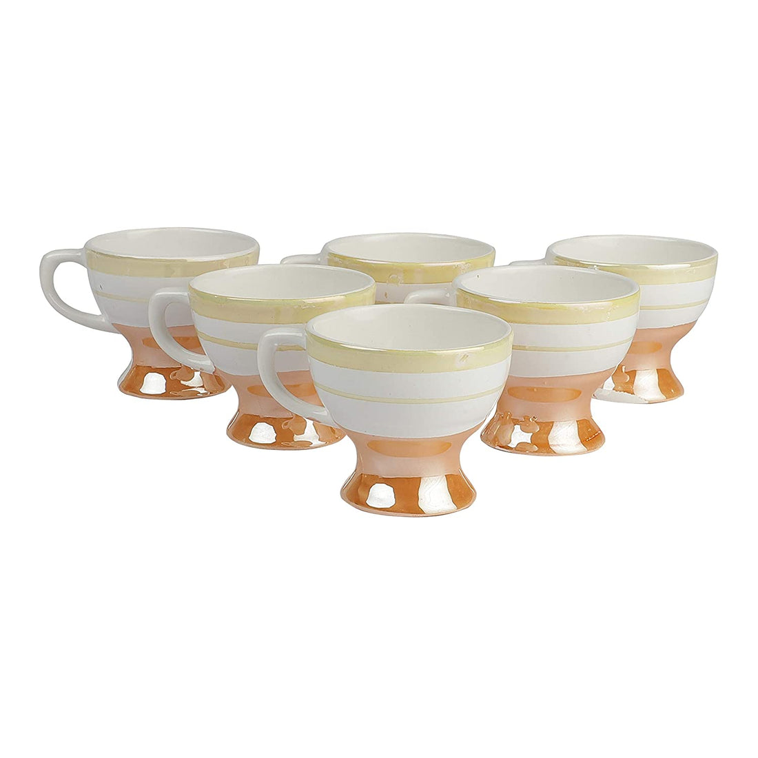 Ceramic Fine Bone China Classical Golden Border Cup Set- (set Of 6- 100ml)