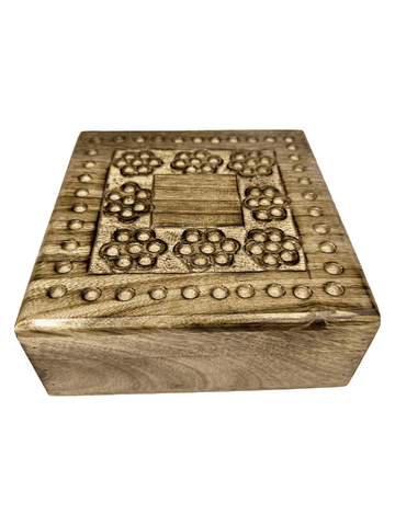 Hand Carved Floral Design Box