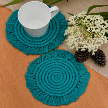 Premium Cotton Macrame Round Coasters (set Of 2)