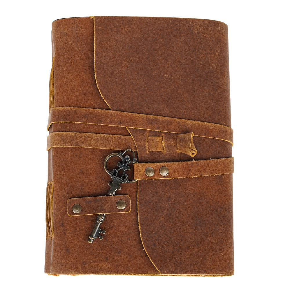 Key Leather Journal With Vintage Paper