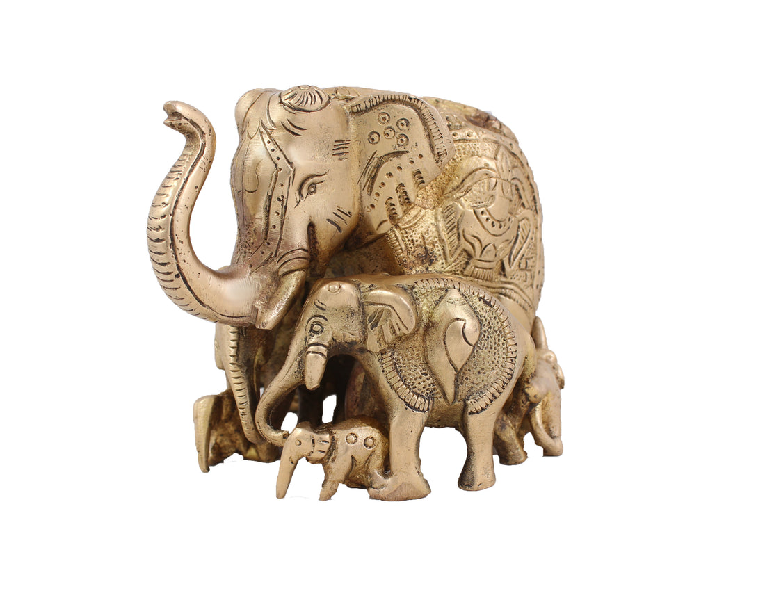 Elephant Brass Sculpture - 4 Inch (Gold)