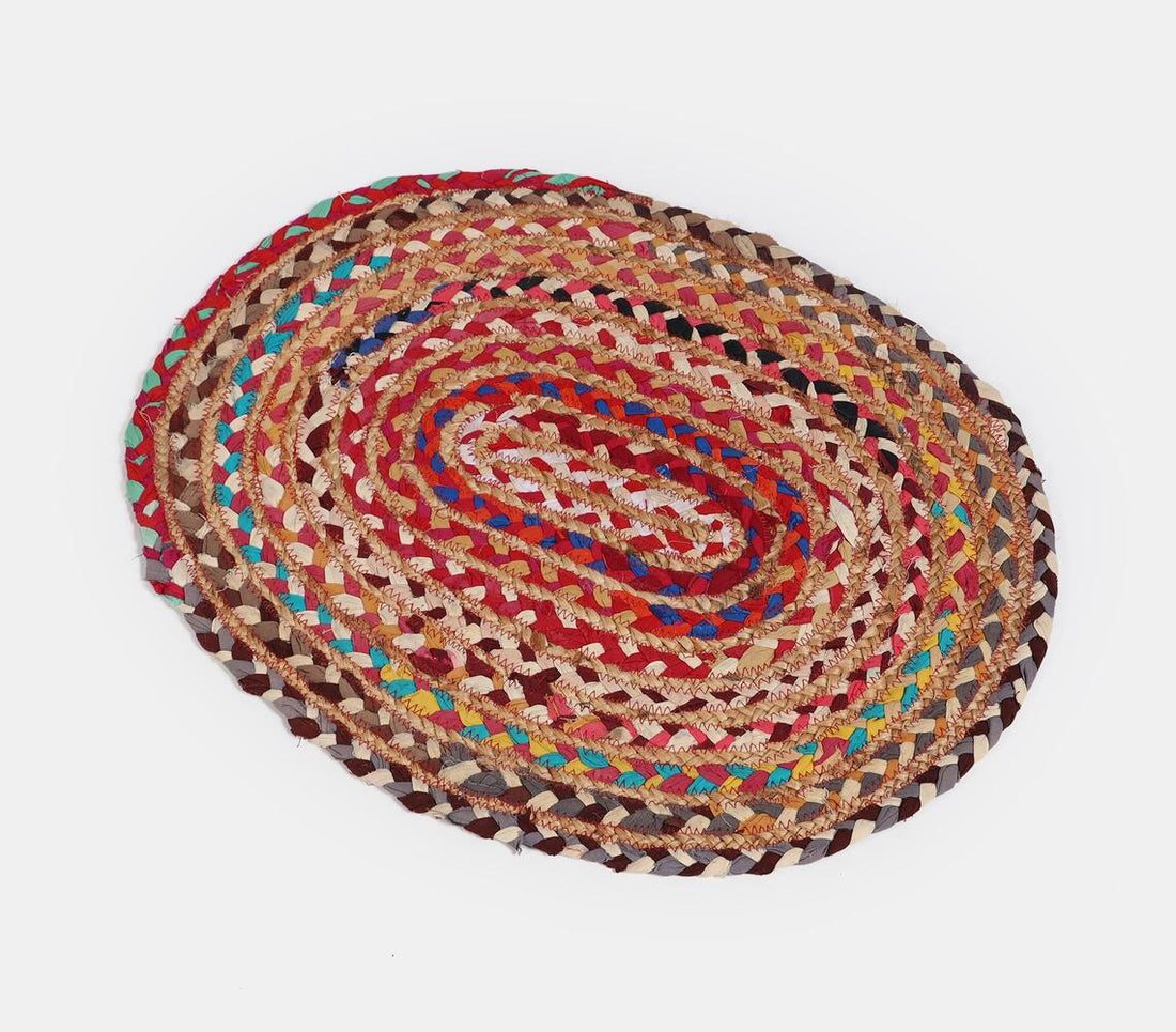 Recycled Cotton And Jute Oval Door Mat