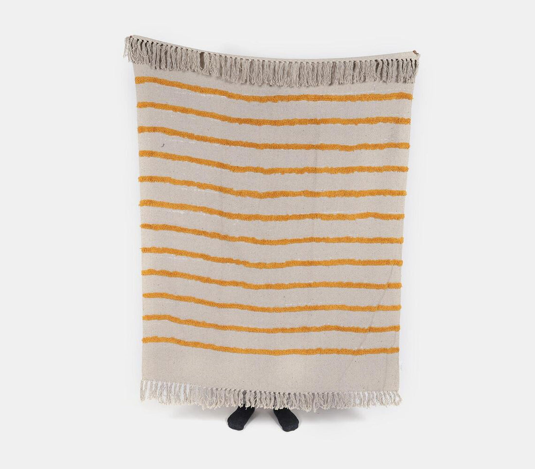 Recycled Cotton Throw- Yellow Strips