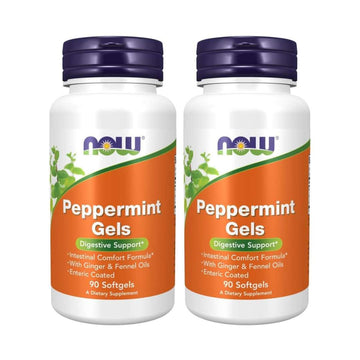 Now Foods Peppermint Gels with Ginger & Fennel Oils, 90 Softgels (Pack of 2)