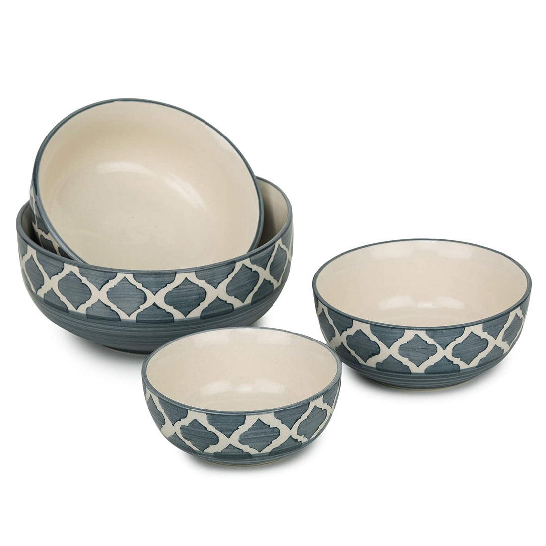 Ceramic Mixing Bowls- Grey- Set Of 4