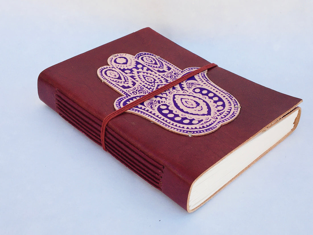 Hamsa Embossed Leather Journal