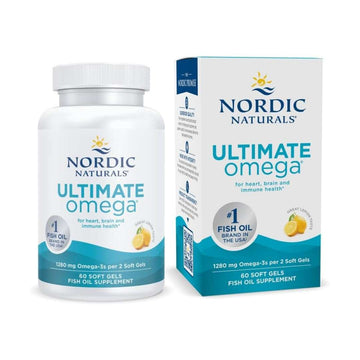 Nordic Naturals Ultimate Omega, Lemon Flavor - 60 Soft Gels - 1280 mg Omega-3 - High-Potency Fish Oil Supplement with EPA & DHA - Promotes Brain & Heart Health - Non-GMO - 30 Servings
