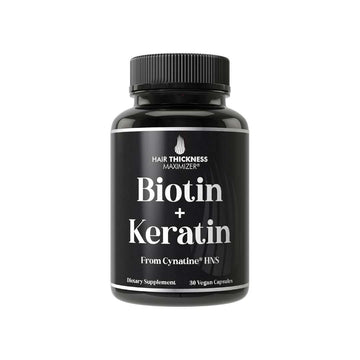 Biotin + Soluble Keratin Hair Growth Supplement - Clinically Tested Cynatine Keratin with 10000mcg Biotin Vitamins for Thicker, Healthier Hair for Women, Men