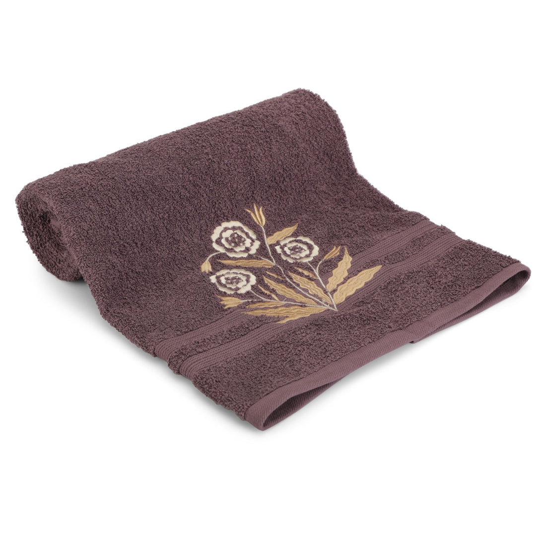 500 GSM Embroidered Bath Towel (Flower Purple)