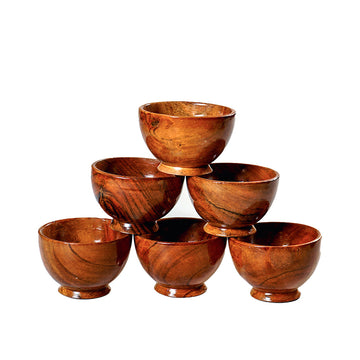 Handcrafted Wooden Bowls (set Of 6)