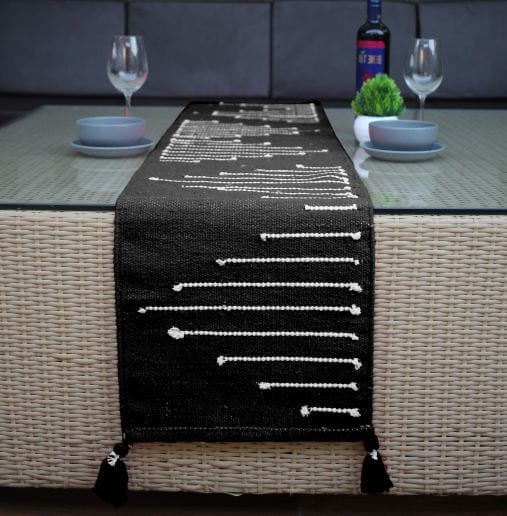 Black Tassel Table Runner