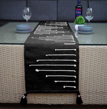 Black Tassel Table Runner