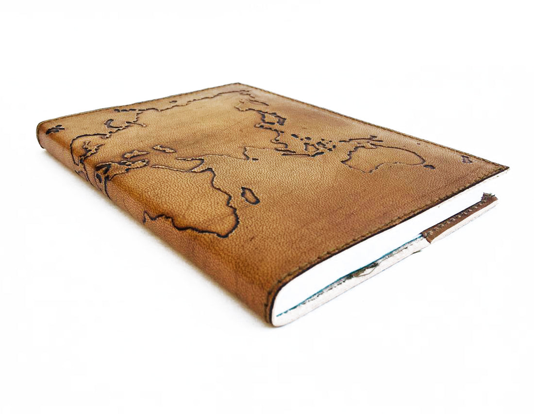 Map Embossed Leather Journal