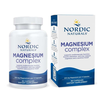 Nordic Naturals Magnesium Complex - 90 Capsules - 225 mg Magnesium, 1.9 mg Iron - Brain & Heart Health, Mood, Energy, & Muscle Relaxation - Non-GMO, Vegan - 30 Servings