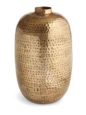 Antique Gold Vase With Hammering Details - L