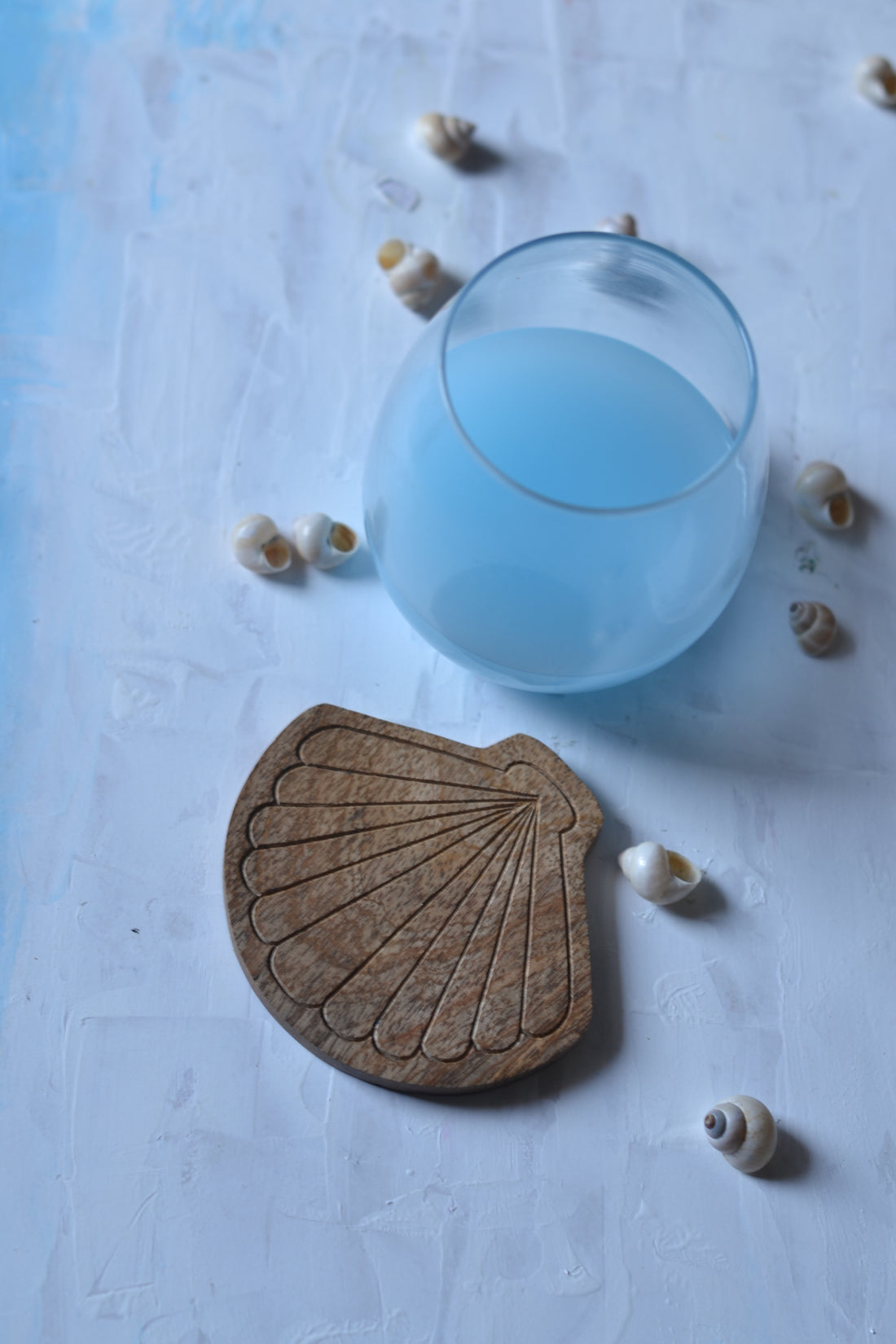 Wooden Scallop Shell Shaped Coaster