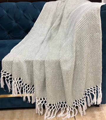 Cotton Chevron Throw With Three Knots