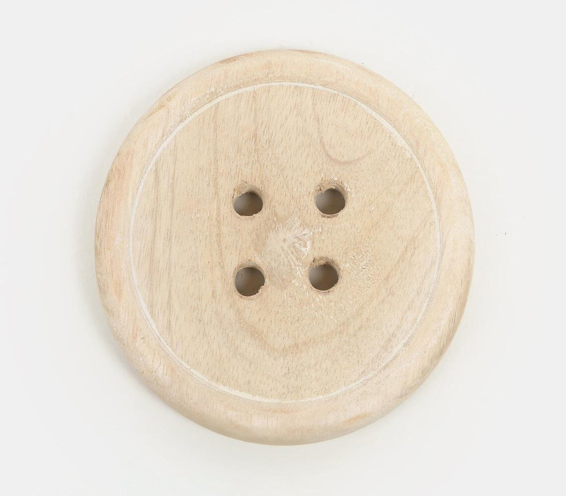 Hand Carved Button Shaped Coaster Set