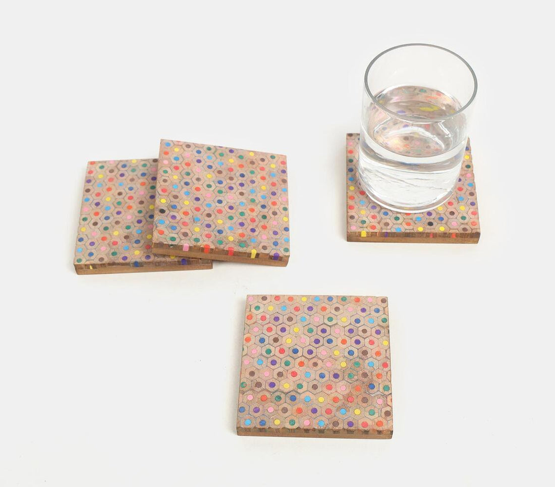 Handmade Chopped Colour Pencil Coaster Set