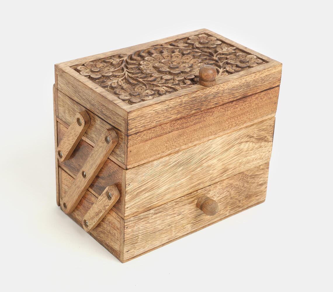 Mango Wood Hand Carved Sliding Box